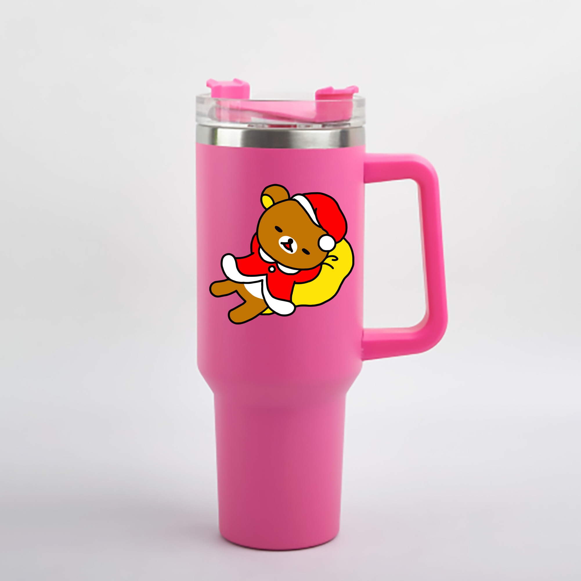 （画像用） リラックマ リラックマ キイロイトリ Rilakkuma Korilakkuma Kiiroitori 1200mL車用タンブラー - クリスタルステッカー（プラスチックストロー付き）